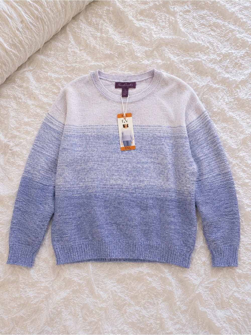 Gloria Vanderbilt Ombre Crewneck Sweater in Lavender and Light Blue Sz XXL